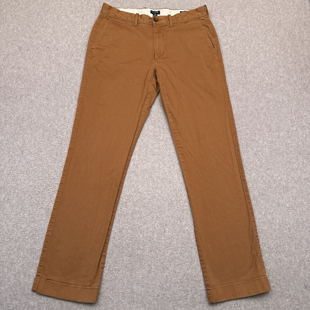 J Crew Straight Fit Flex Chino Pants Mens 30x29* Brown Preppy Golf Trouser H3186